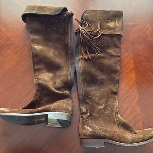 Frye Molly Tassel OTK Over the Knee Brown Suede Leather Boots Size 6